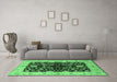 Machine Washable Oriental Emerald Green Industrial Area Rugs in a Living Room,, wshurb2863emgrn