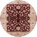 Round Mid-Century Modern Pastel Orange Oriental Rug, urb2863