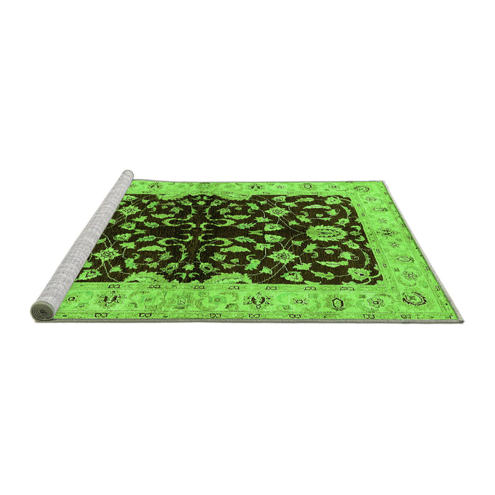 Sideview of Machine Washable Oriental Green Industrial Area Rugs, wshurb2863grn