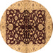 Round Oriental Brown Industrial Rug, urb2863brn