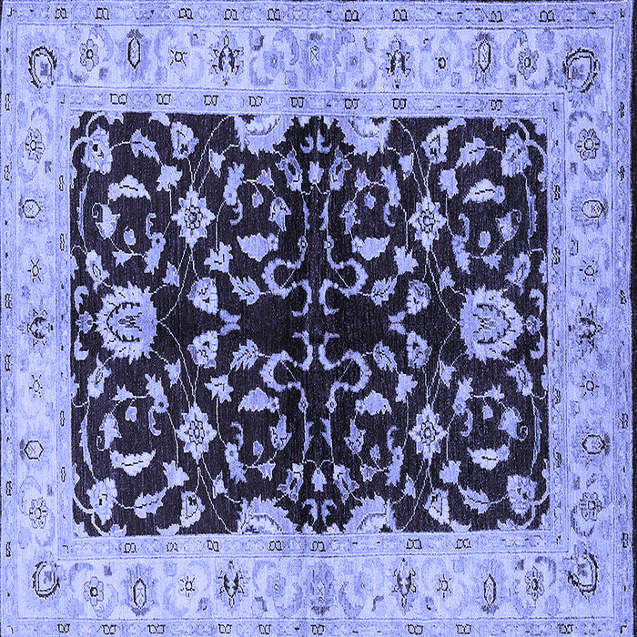 Square Machine Washable Oriental Blue Industrial Rug, wshurb2863blu