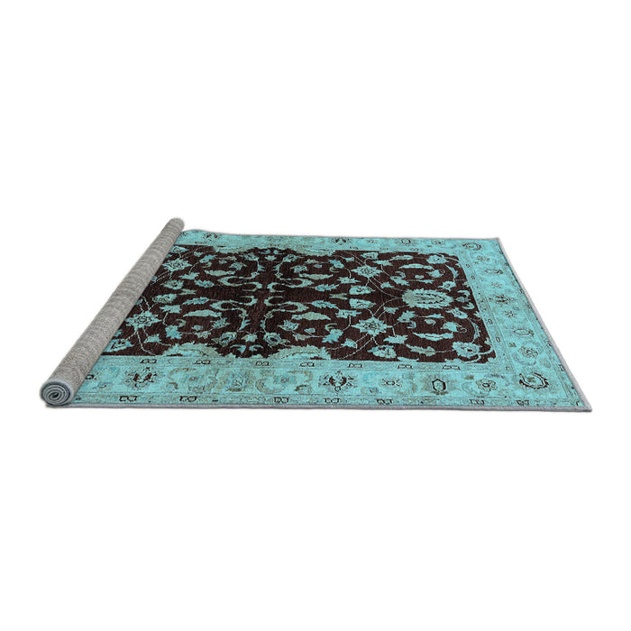 Sideview of Machine Washable Oriental Light Blue Industrial Rug, wshurb2863lblu