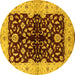 Round Oriental Yellow Industrial Rug, urb2863yw