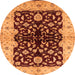 Round Machine Washable Oriental Orange Industrial Area Rugs, wshurb2863org