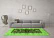 Machine Washable Oriental Green Industrial Area Rugs in a Living Room,, wshurb2863grn