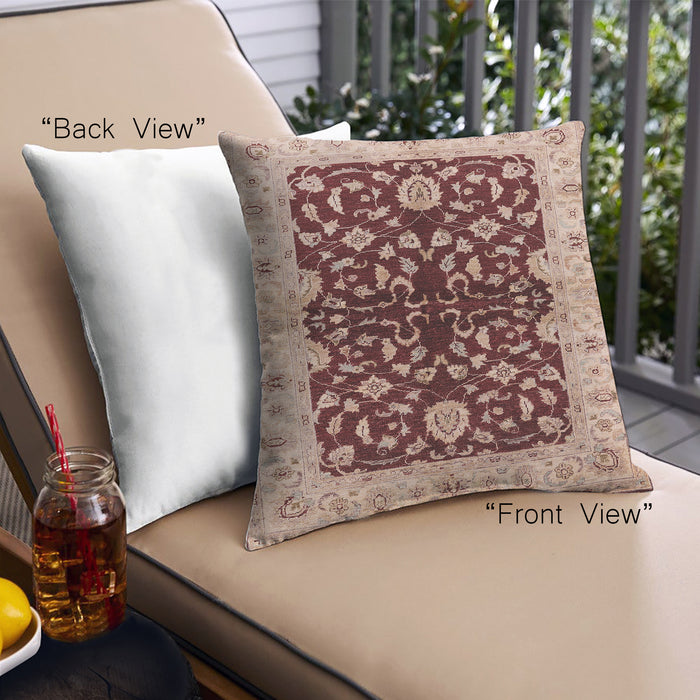 Front View of Mid-Century Modern Urban Square Pastel Orange Throw Pillow, 18 inch by 18 inch, pwurb2863