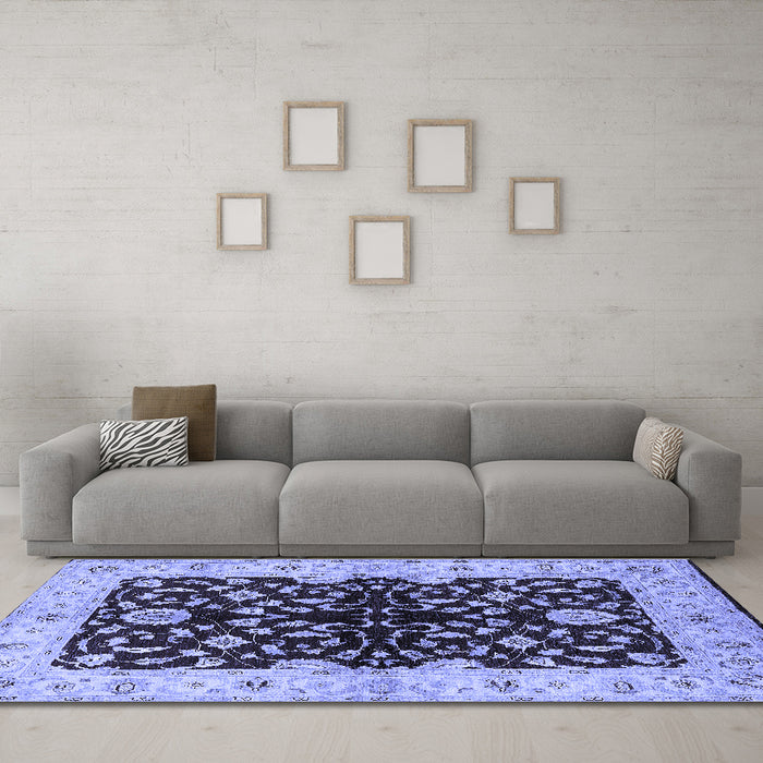 Machine Washable Oriental Blue Industrial Rug in a Living Room, wshurb2863blu