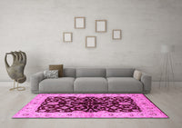 Machine Washable Oriental Pink Industrial Rug, wshurb2863pnk