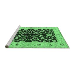 Sideview of Machine Washable Oriental Emerald Green Industrial Area Rugs, wshurb2863emgrn