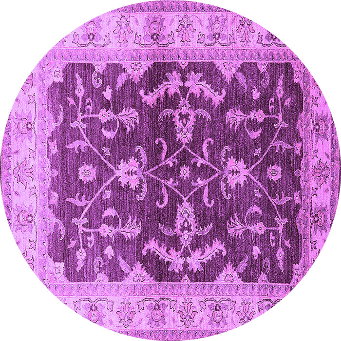 Round Machine Washable Oriental Purple Industrial Area Rugs, wshurb2864pur