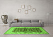 Machine Washable Oriental Green Industrial Area Rugs in a Living Room,, wshurb2864grn