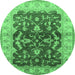 Round Oriental Emerald Green Industrial Rug, urb2864emgrn