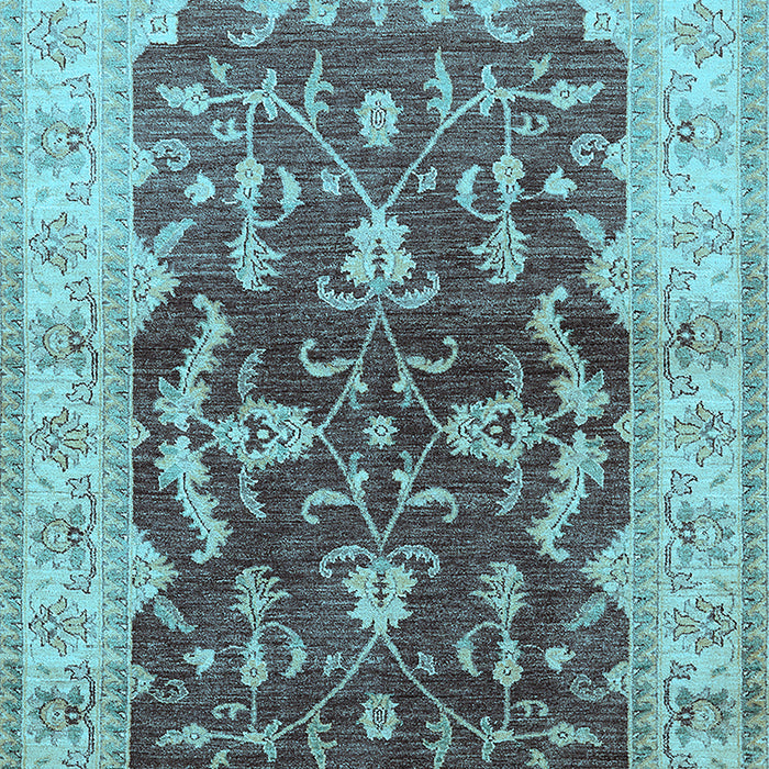 Machine Washable Oriental Light Blue Industrial Rug, wshurb2864lblu