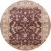 Round Machine Washable Industrial Modern Chestnut Brown Rug, wshurb2864