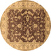 Round Oriental Brown Industrial Rug, urb2864brn