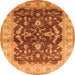 Round Machine Washable Oriental Orange Industrial Area Rugs, wshurb2864org