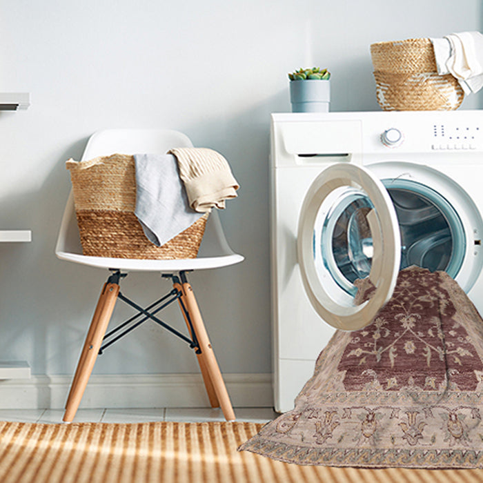 Machine Washable Industrial Modern Chestnut Brown Rug in a Washing Machine, wshurb2864