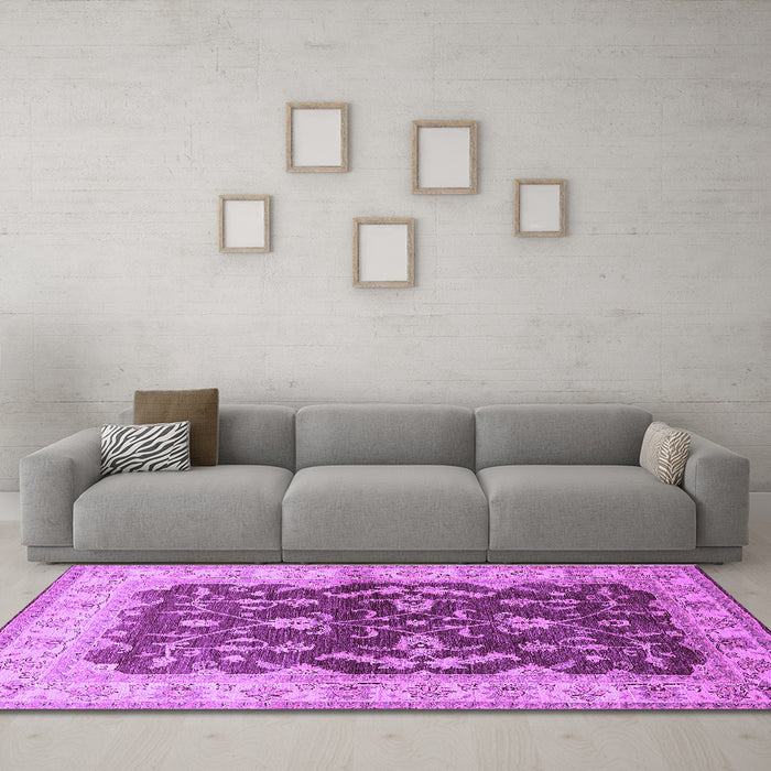 Machine Washable Oriental Purple Industrial Area Rugs in a Living Room, wshurb2864pur