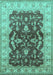 Machine Washable Oriental Turquoise Industrial Area Rugs, wshurb2864turq