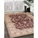 Mid-Century Modern Chestnut Brown Oriental Rug in Family Room, urb2864