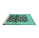 Sideview of Machine Washable Oriental Turquoise Industrial Area Rugs, wshurb2864turq