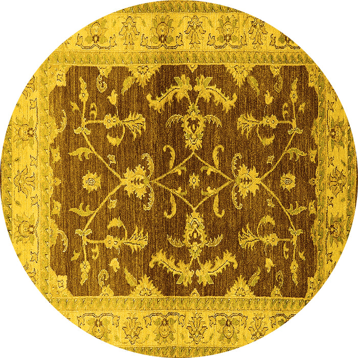 Round Oriental Yellow Industrial Rug, urb2864yw