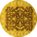 Round Oriental Yellow Industrial Rug, urb2864yw