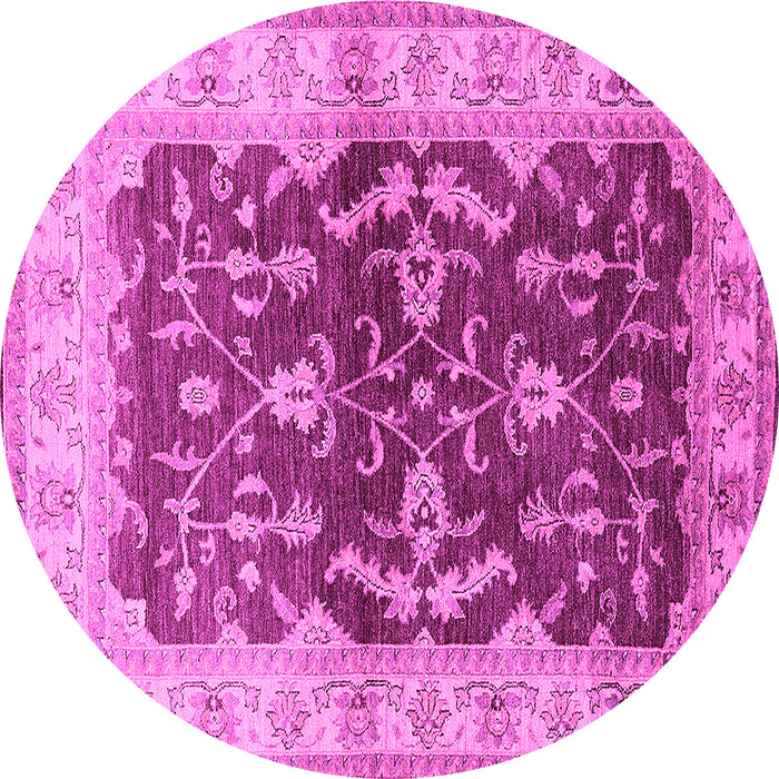 Round Machine Washable Oriental Pink Industrial Rug, wshurb2864pnk