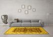 Machine Washable Oriental Yellow Industrial Rug in a Living Room, wshurb2864yw