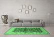 Machine Washable Oriental Emerald Green Industrial Area Rugs in a Living Room,, wshurb2864emgrn