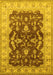 Machine Washable Oriental Yellow Industrial Rug, wshurb2864yw