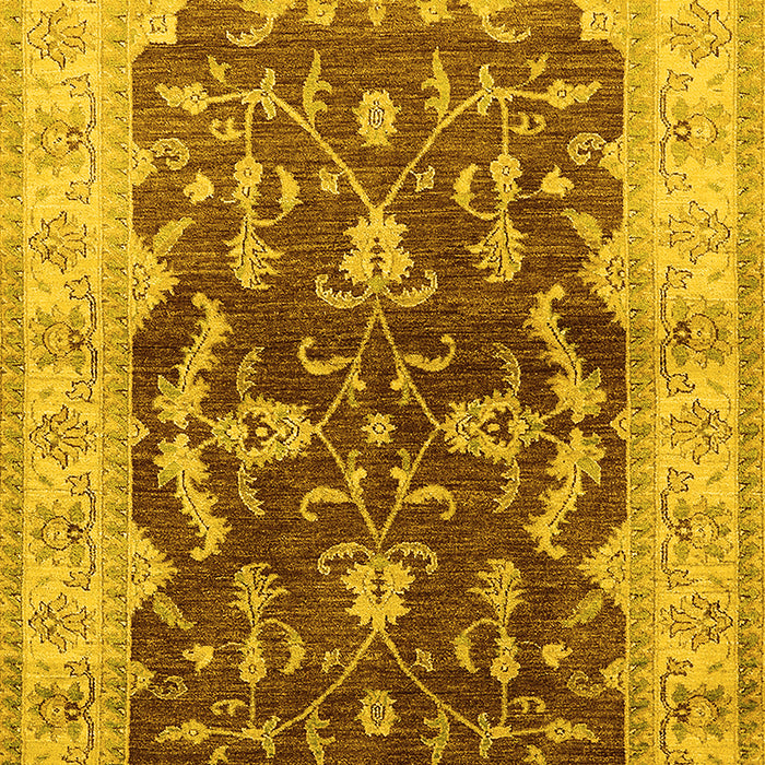 Machine Washable Oriental Yellow Industrial Rug, wshurb2864yw