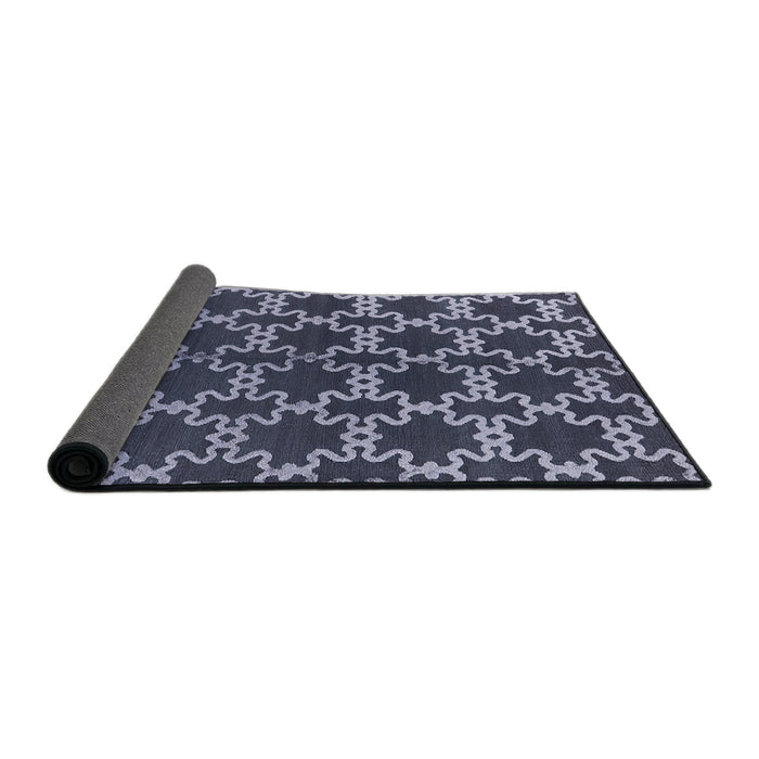 Sideview of Mid-Century Modern Dark Blue Grey Blue Oriental Rug, urb2865