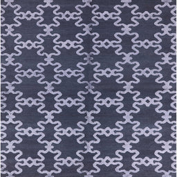 Square Mid-Century Modern Dark Blue Grey Blue Oriental Rug, urb2865