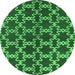 Round Machine Washable Oriental Green Industrial Area Rugs, wshurb2865grn