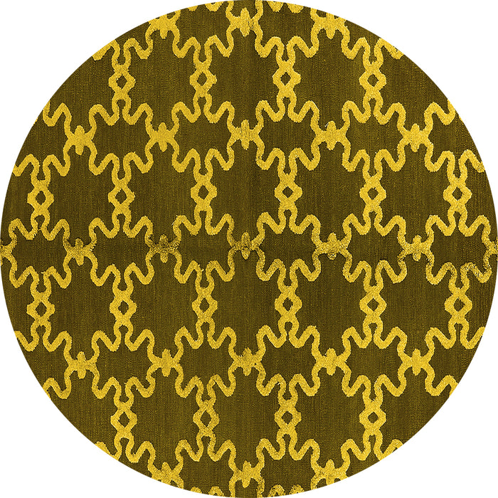 Round Machine Washable Oriental Yellow Industrial Rug, wshurb2865yw