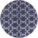 Round Mid-Century Modern Dark Blue Grey Blue Oriental Rug, urb2865