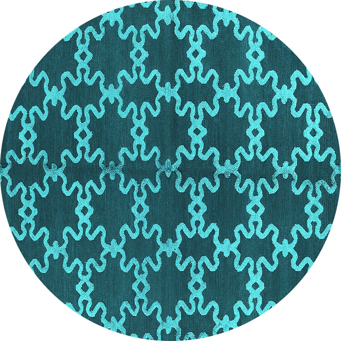 Round Oriental Turquoise Industrial Rug, urb2865turq
