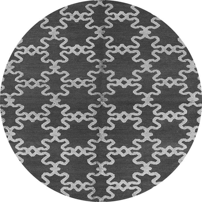 Round Machine Washable Oriental Gray Industrial Rug, wshurb2865gry