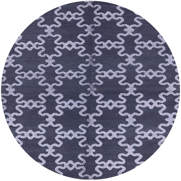 Round Machine Washable Industrial Modern Dark Blue Grey Blue Rug, wshurb2865