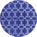 Round Machine Washable Oriental Blue Industrial Rug, wshurb2865blu