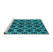 Sideview of Machine Washable Oriental Turquoise Industrial Area Rugs, wshurb2865turq