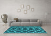 Machine Washable Oriental Turquoise Industrial Area Rugs in a Living Room,, wshurb2865turq