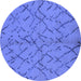 Round Oriental Blue Industrial Rug, urb2866blu