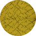 Round Machine Washable Oriental Yellow Industrial Rug, wshurb2866yw