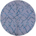 Round Mid-Century Modern Columbia Blue Oriental Rug, urb2866