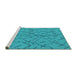 Sideview of Machine Washable Oriental Turquoise Industrial Area Rugs, wshurb2866turq