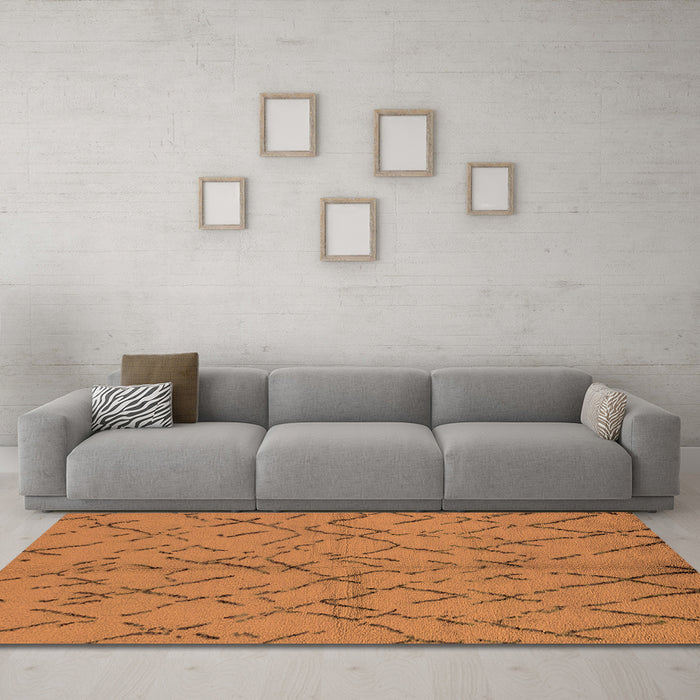 Machine Washable Oriental Orange Industrial Area Rugs in a Living Room, wshurb2866org