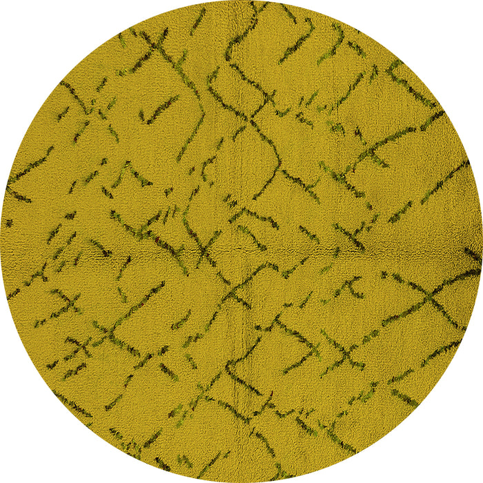 Round Oriental Yellow Industrial Rug, urb2866yw