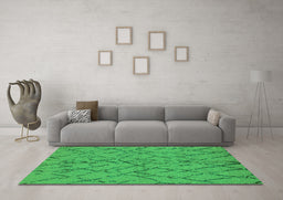 Machine Washable Oriental Green Industrial Area Rugs in a Living Room,, wshurb2866grn